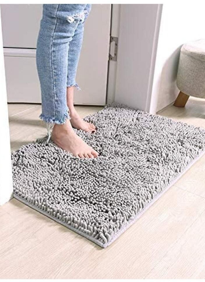 Alissa Bathroom Rugs Chenille Bath Mat Extra Soft Microfiber and Absorbent Rags Non-slip Rubber  Machine Washable Grip and Soft Bathroom Home Kitchen Office (50*70cm, Grey)  - Image 1