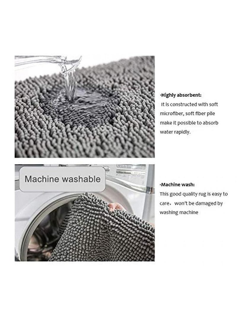 Alissa Bathroom Rugs Chenille Bath Mat Extra Soft Microfiber and Absorbent Rags Non-slip Rubber  Machine Washable Grip and Soft Bathroom Home Kitchen Office (50*70cm, Grey)  - Image 4