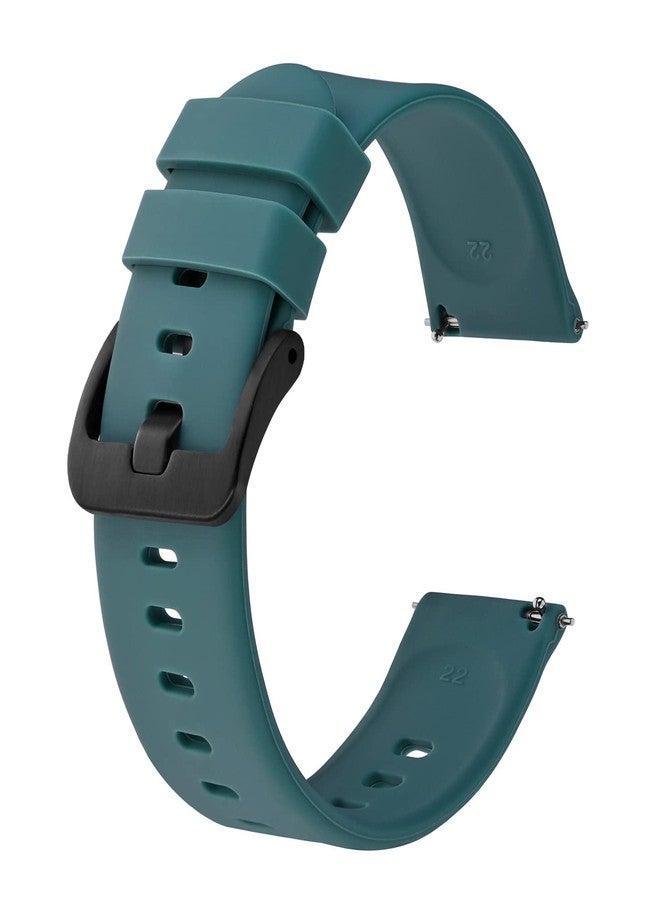 BISONSTRAP Silicone Watch Bands, Slim Watch Straps with Quick Release, 18mm 20mm 22mm for Choice, Cyan / Black Buckle, 22mm, Sport - Image 1