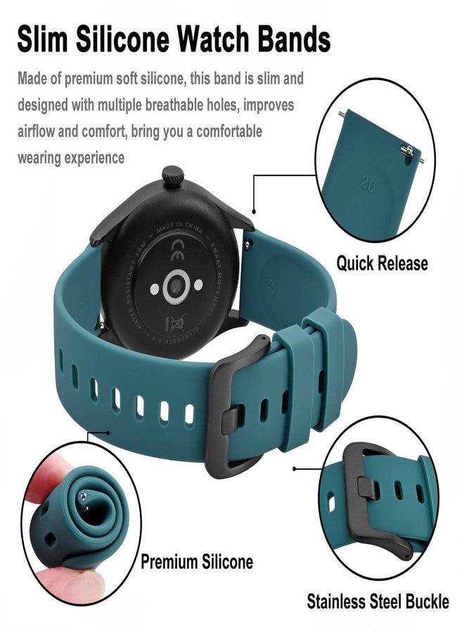 BISONSTRAP Silicone Watch Bands, Slim Watch Straps with Quick Release, 18mm 20mm 22mm for Choice, Cyan / Black Buckle, 22mm, Sport - Image 4