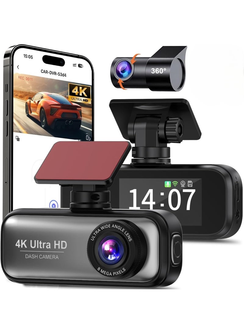 BlueFire 4K WiFi Dual Lens Dash Cam with 1080P Rear Camera 1.97 Inch Display 170° Wide Angle Parking Monitor - Image 1