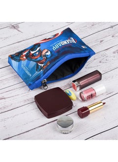 Kuber Industries Kuber Industries Pack of 2 Pencil Pouch|Square Stationary Pencil Case|Pen-Pencil Box for Kids|School Geometry Pouch|Pencil Utility Bag|Zipper Pencil Organizer|Marvel Captain America|Royal Blue  - Image 5