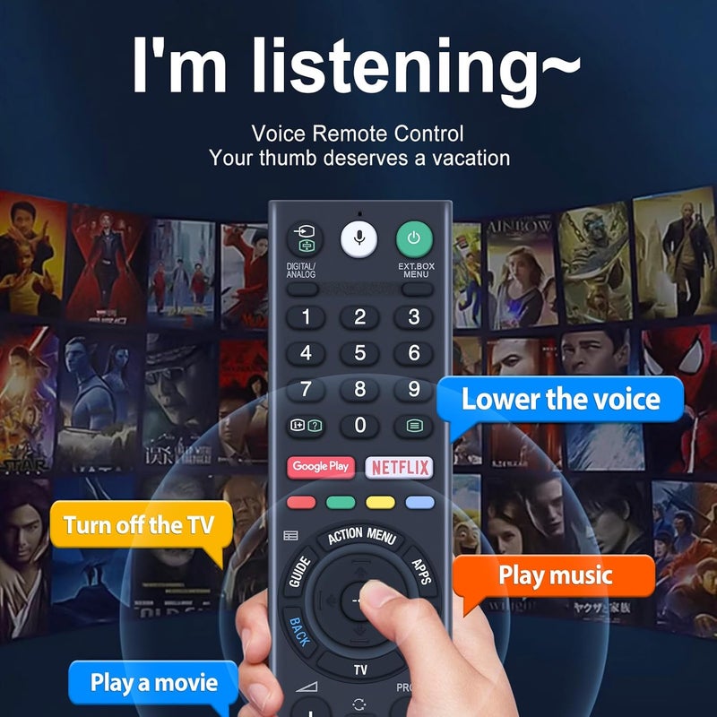 جهاز تحكم عن بعد بديل New Voice RMF-TX310P مناسب لتلفاز سوني الذكي سلسلة A8G، X75F، X78F، X83F، X85F، X90F، X80G - Image 3