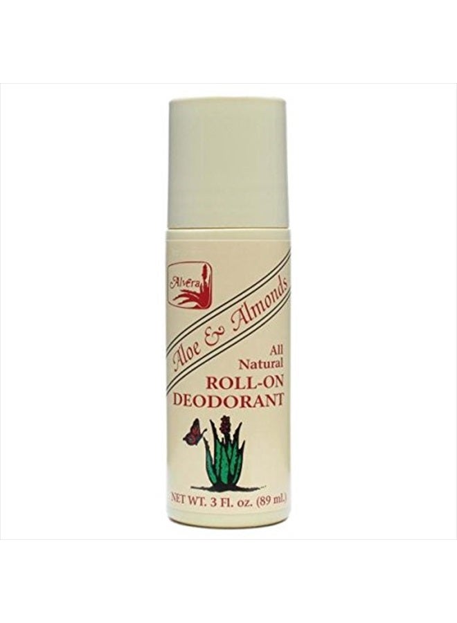 ALVERA All Natural Roll-On Deodorant Aloe & Almonds - 3 Fl Oz, 4 pack - Image 3