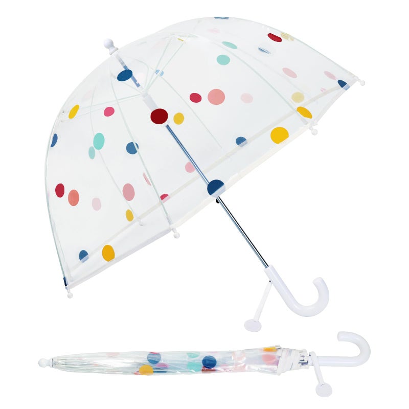 Decalsweet Kids Umbrella Clear Bubble Umbrellas for Rain,Transparent Dome Safety Windproof Umbrella with Easy-Grip Hook Handle for Toddler Girls and Boys - Image 1
