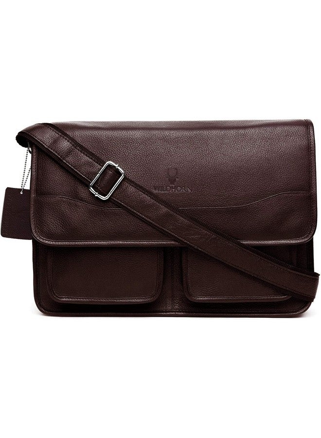 WildHorn Genuine Leather Laptop Messenger Bag for Men - Fits upto 14.5-Inch Laptop I Adjustable Straps & Multiple Compartments - Elegant and Durable Office Companion - 1-Year Warranty - Image 3