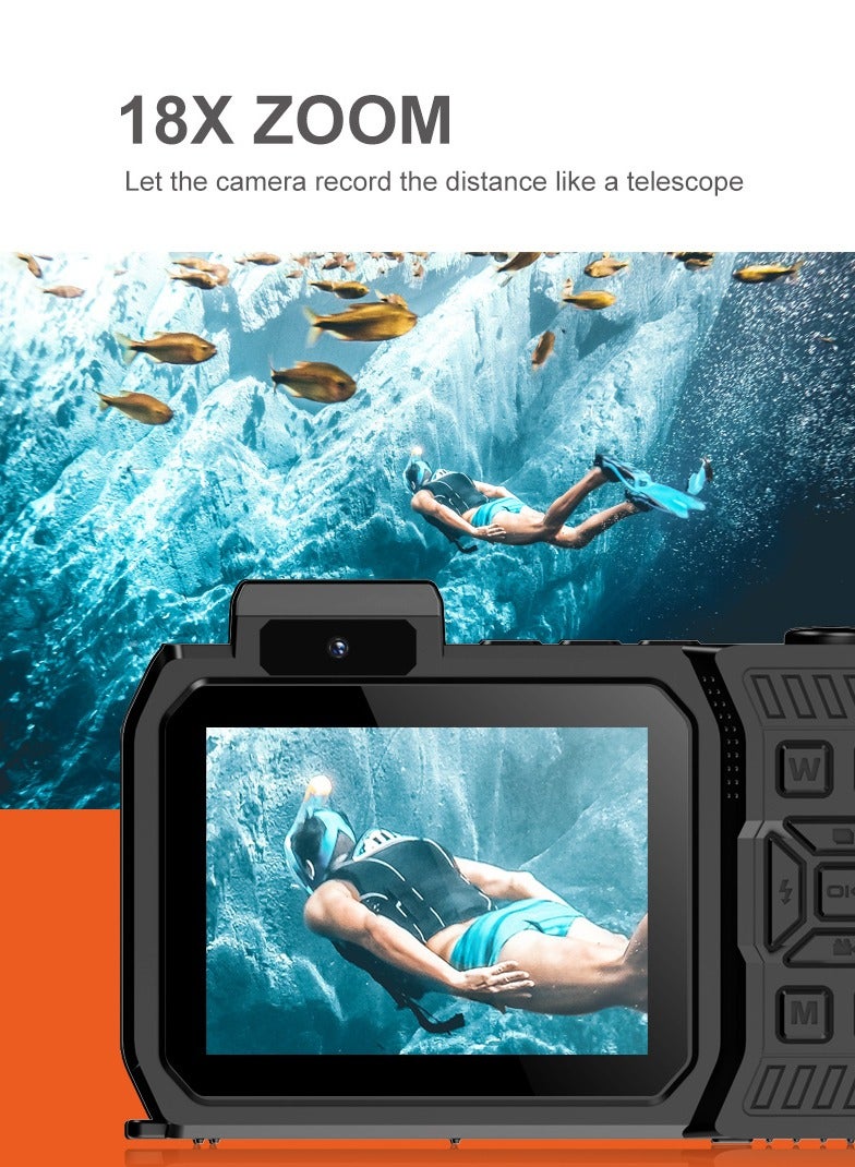 EVEREEN 32FT Underwater Camera 4K 48MP Waterproof Camera Rugged Dustproof Shockproof, Autofocus Selfie Dual-Screen Underwater Camera for Snorkeling Diving Sport Floatable Digital Camera with 64GB Card(Black) - Image 2