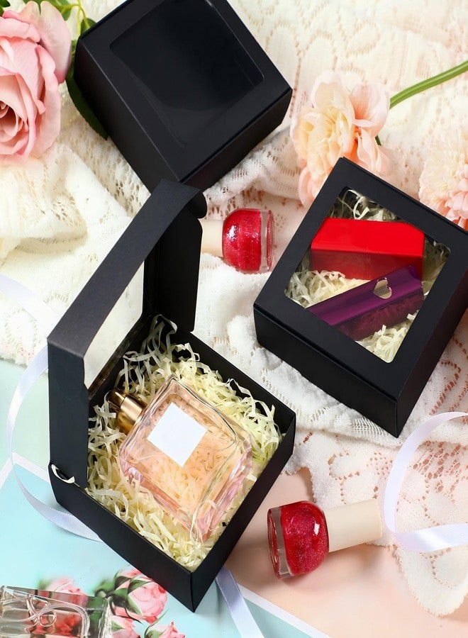 Zonon 30 Kraft Paper Boxes with Window 4.13 x 4.13 x 1.18 Inch Candy Packaging, Small Gift Boxes, Soap holder, Mini Treat Packaging for Bakery Chocolate Jewelry Display(Black) - Image 4