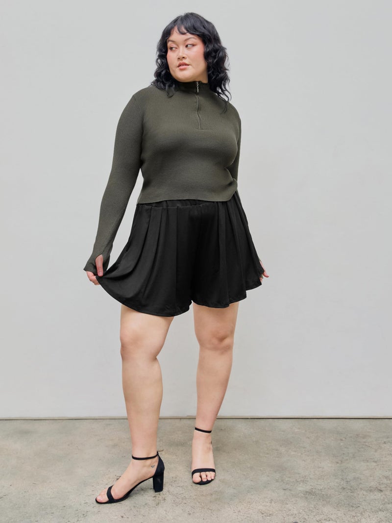 CIDER Plus Size Women Shorts Elastic Waist Wide Leg Flowy Shorts Lounge Summer Vacation Boho Casual Outfits Black - Image 5
