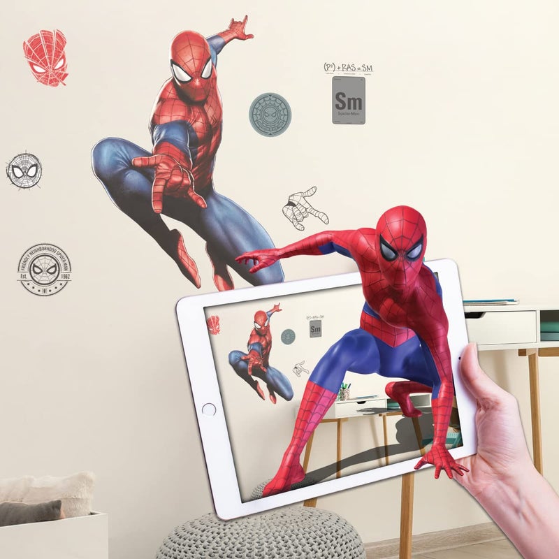 Wall Palz Marvel SpiderMan Peel and Stick Wall Decals  30 SpiderMan Wall Decor with 3D Augmented Reality Interaction Marvel Decals for Wall
