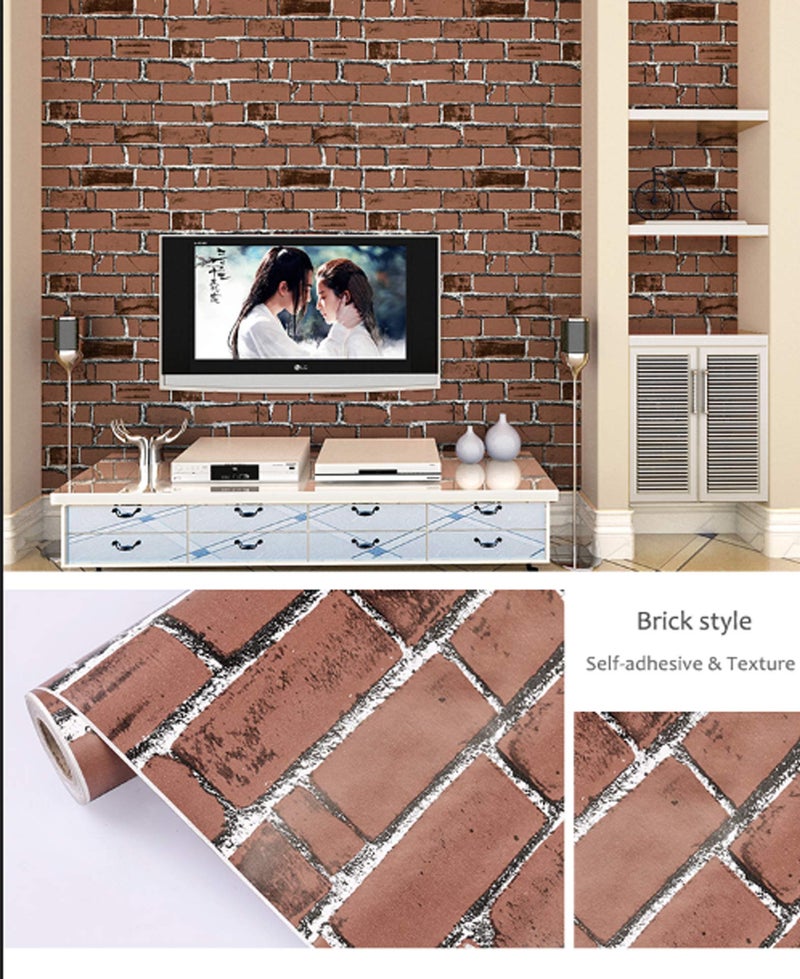 Eurotex Self-Adhesive Wallpaper Peel and Stick Decorative Brick Design Wall Covering 45cm X 6Mtr (PVC, Roll 29 Sqft, Chocolate/Brown) - Image 4