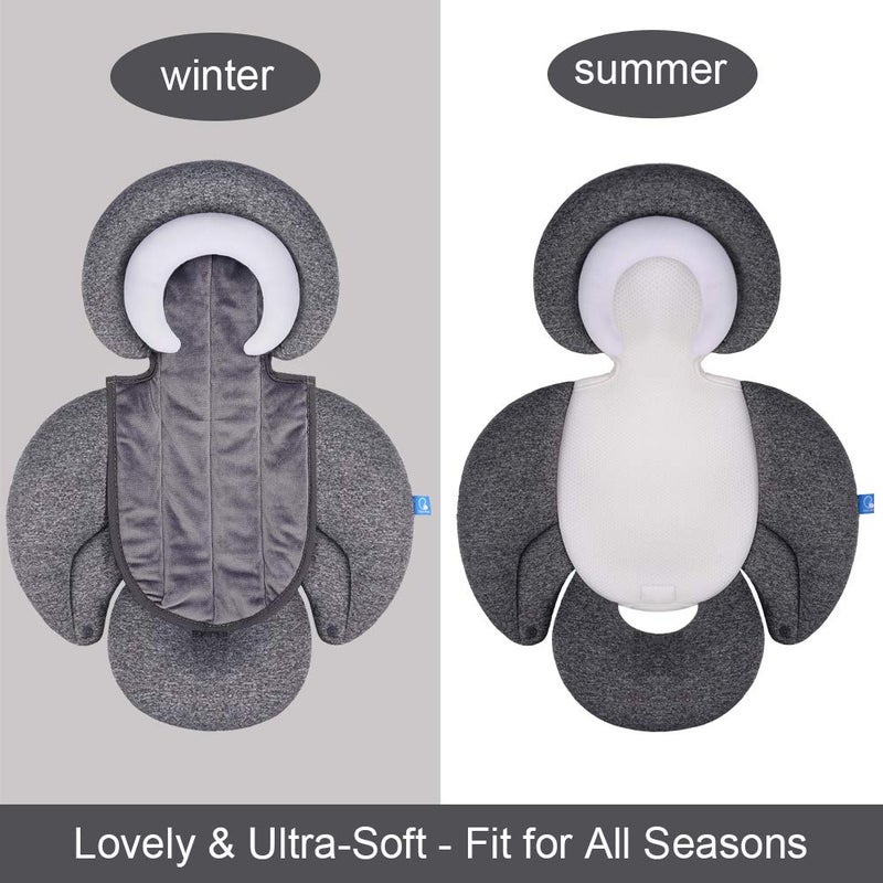 COOLBEBE New 2-in-1 Babybody Cushion for Baby Newborn Infants - Extra Soft Stroller Cushion Pads Car Seat Insert, Perfect for Carseats, Strollers, Swings, Grey - Image 3