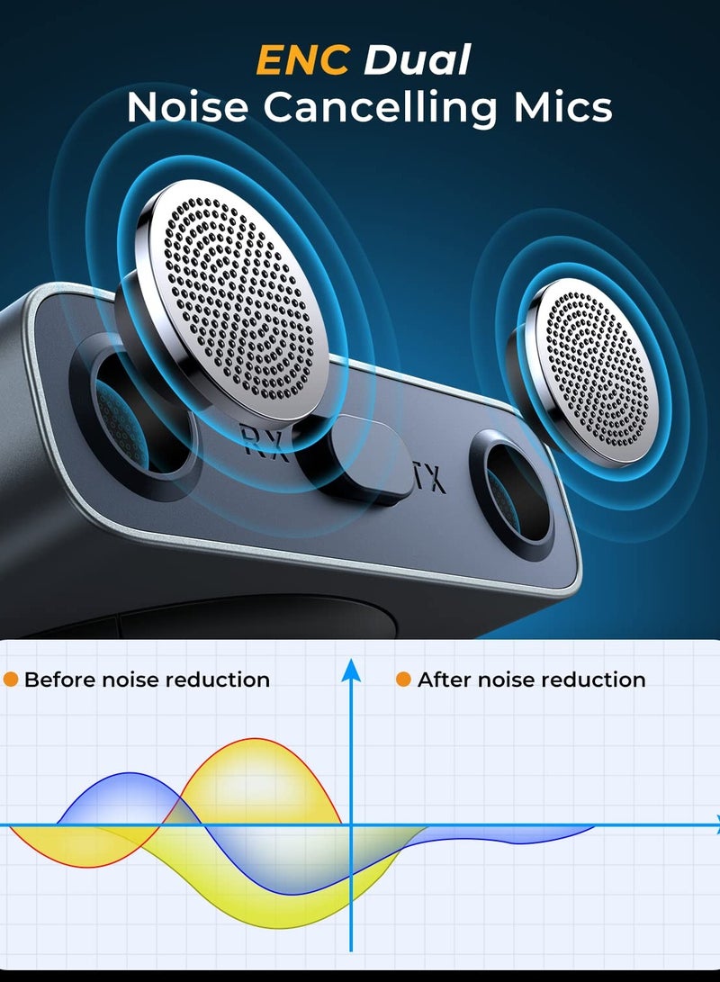 SYOSI Bluetooth 5.3 Car Adapter, Transmitter Receiver 2 in 1, Enhanced Dual Mics & LED Digital Display 3.5mm AUX Adapter, Bluetooth Wireless Adapter for Car Audio/Home Stereo/TV/Airplane/PC/Speaker, Metal - Image 3