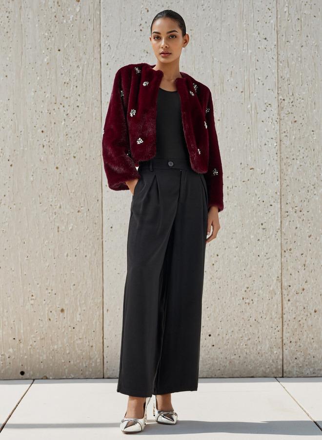 ايكونيك جاكيت فرو صناعي مزين أيقوني - Image 2