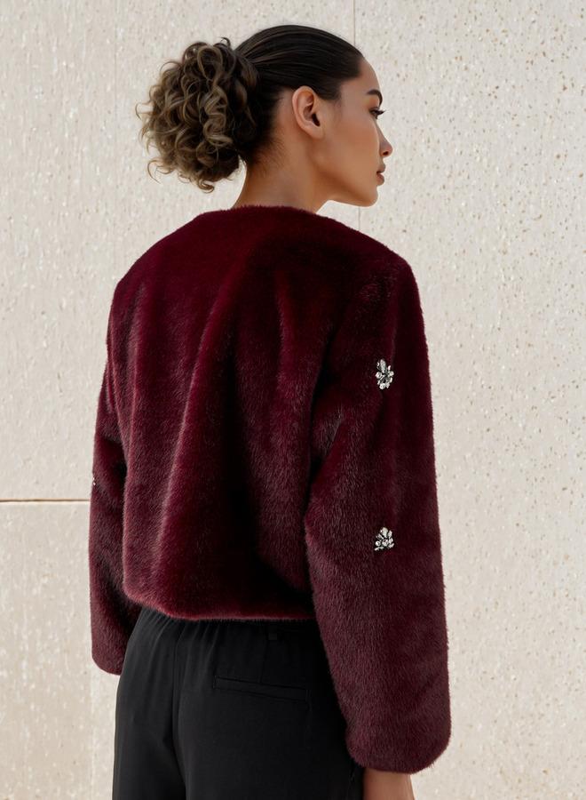 ايكونيك جاكيت فرو صناعي مزين أيقوني - Image 3