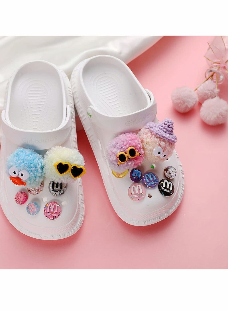 12 Pcs Random Plush Shoe Decorations Charms, for croc Bracelets Wristband Colorful Beauty croc jibbed charms Bracelet Decorations Party Gifts - Image 4