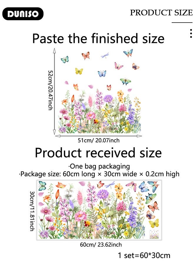 DUNISO ملصقات الزجاج الملونة للفراشات والزهور ملصق لاصق ثابت لغرفة المعيشة وغرفة النوم لتزيين المنزل 30*60 سم - Image 4