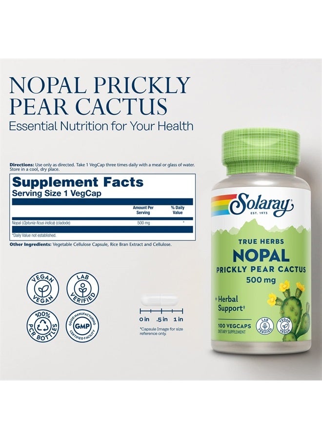 Solaray Nopal Prickly Pear Cactus 500 mg, with Naturally Occurring Dietary Fiber, Antioxidants, Carotenoids and Other Nutrients, Vegan, 60 Day Money Back Guarantee, 100 Servings, 100 VegCaps - Image 2