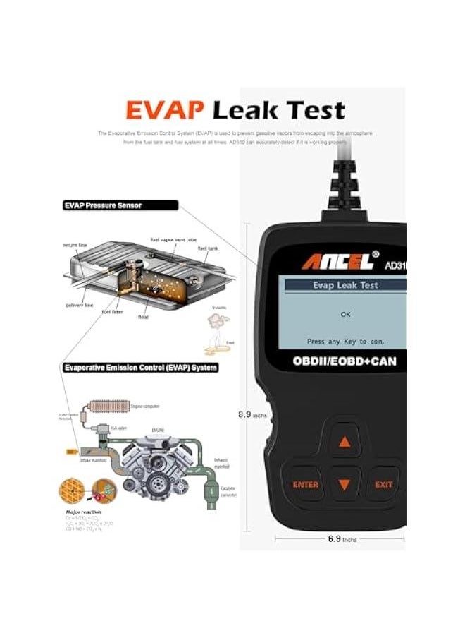 Generic - AD310 Classic Enhanced Universal OBD II Scanner Car Engine Fault Code Reader CAN Diagnostic Scan Tool, Read and Clear Error Codes for 1996 or Newer OBD2 Protocol Vehicle (Black) - Image 1