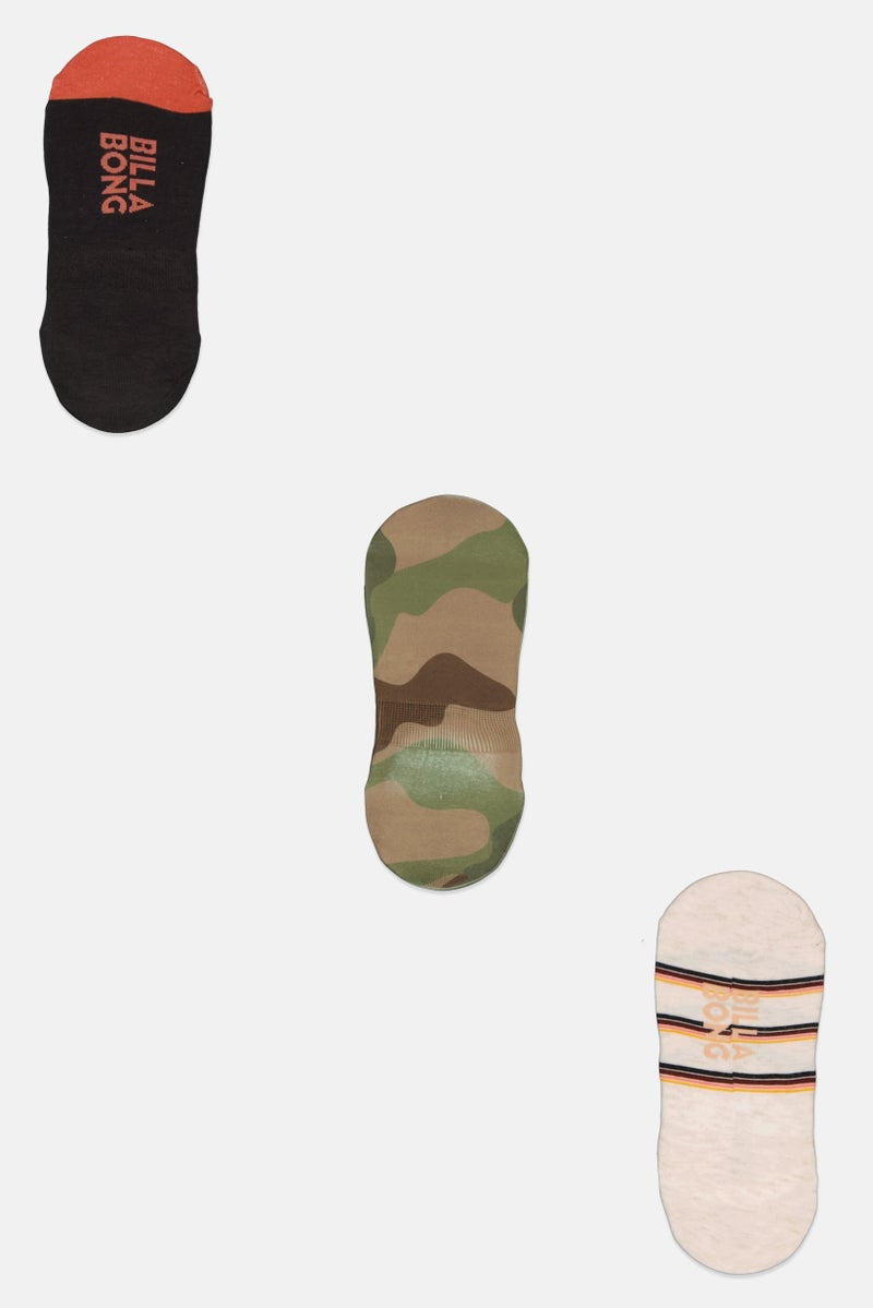 Billabong Women 3 Pack Camouflage Invisible Socks, Olive - Image 2