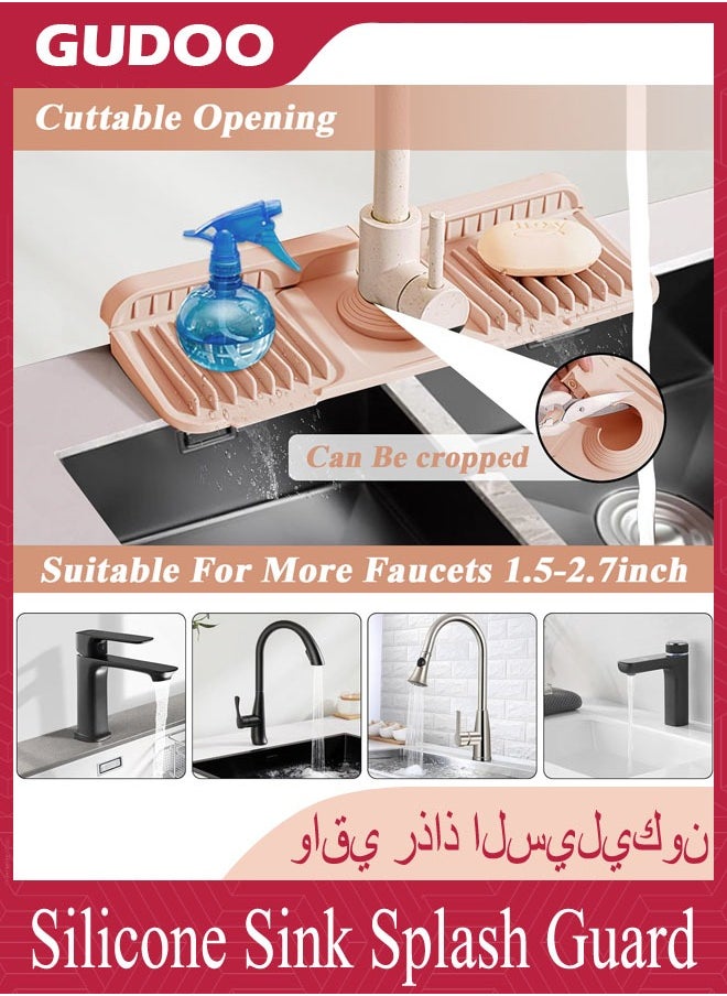 GUDOO Silicone Sink Splash Guard 6° Large Slope and Adaptable Hole Faucet Mat for Kitchen Sink Upgraded Button Protective Drain Mat Foldable Handle Drip Catcher Tray for Kitchen Bathroom RV  - Image 4