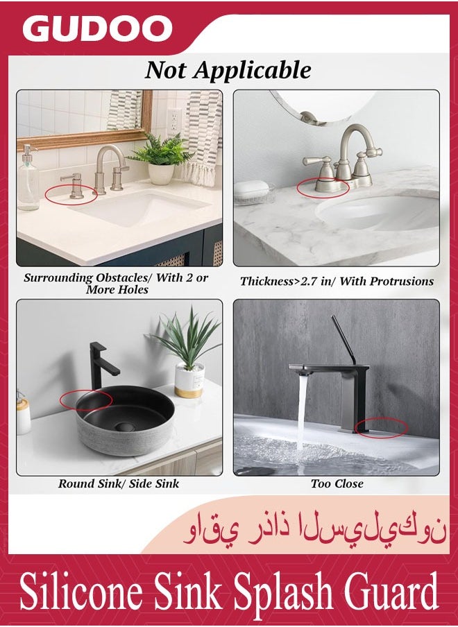 GUDOO Silicone Sink Splash Guard 6° Large Slope and Adaptable Hole Faucet Mat for Kitchen Sink Upgraded Button Protective Drain Mat Foldable Handle Drip Catcher Tray for Kitchen Bathroom RV  - Image 5