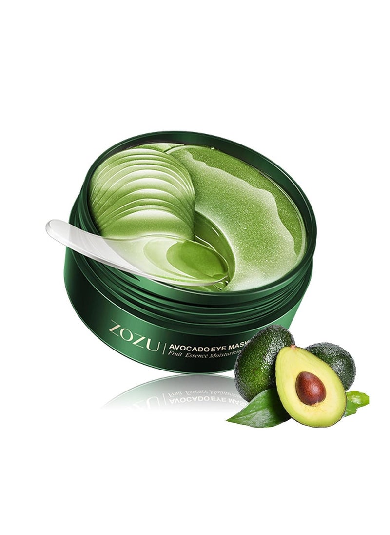Zozu Avocado Eye Mask 60 Pcs, Under Eye Patches for Dark Circles and Puffiness, Moisturizing Nourishing Eye Treatment Mask, Moisturizing and improving eye skin dryness  - Image 1