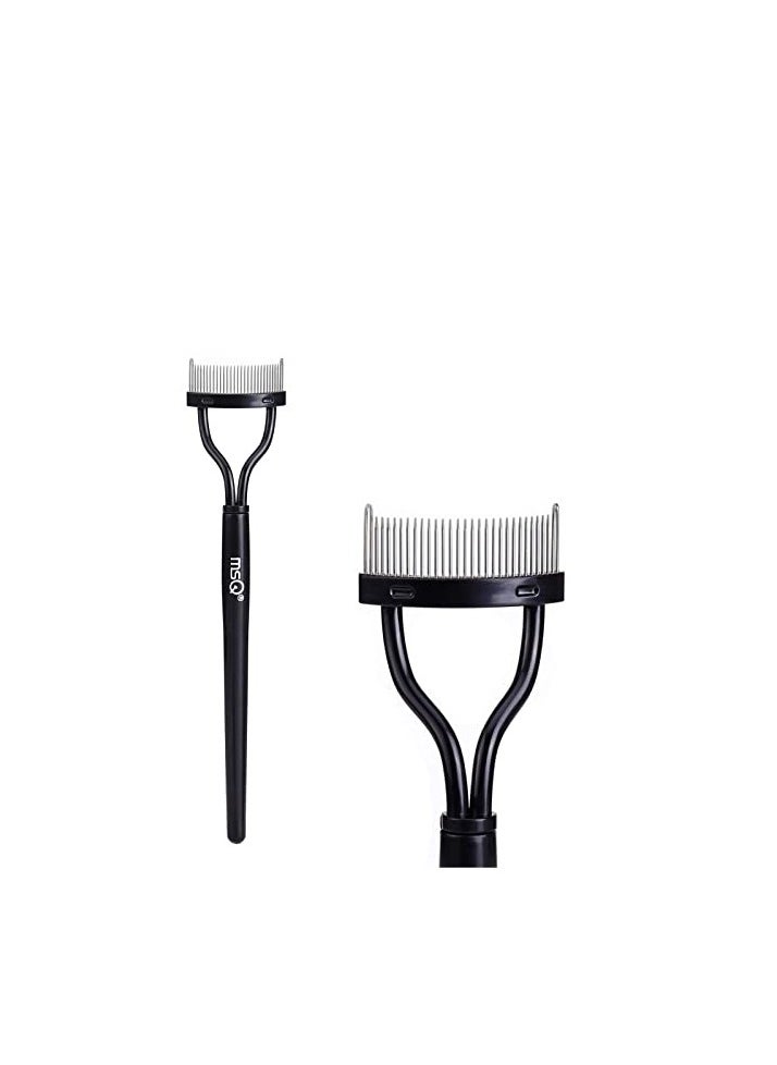 MSQ Eyelash Comb Eyebrow Brush MSQ Eyelash Separator Mascara Applicator Eyelash Definer With Comb Cover Arc Designed Cosmetic Brushes Tool (Black 1PCS) 