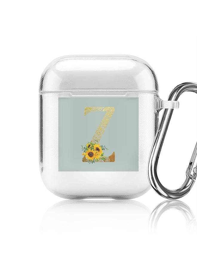 Stylizedd Classic Clear printed Case for Apple Airpods 2 / 1 Soft TPU Gel Thin Transparent Flexible Cover - Custom Monogram Initial Letter Mandala Floral Pattern Alphabet - Z ( Light Green ) - Image 1