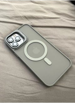 Exotic Folding Camera Bracket Matte Magnetic Case for iPhone 15 Pro Max, Wireless Charging with Lens Film Shock-proof Cover, Natural Titanium  - Image 3