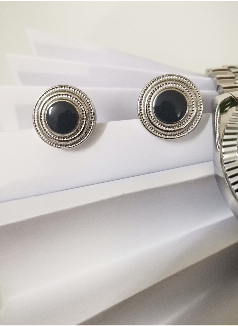 Rivoly - A wonderful stainless steel men's set consisting of a watch, a rosary, a pen and cufflinks half steel - Image 1