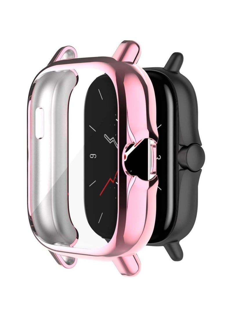 ELMO3EZZ Case Compatible with Amazfit GTS 2e / GTS 2 Case All-Around Screen Protector Watch Soft TPU Shockproof Cover Slim Guard Thin Bumper Shell Protector (Pink) - Image 1