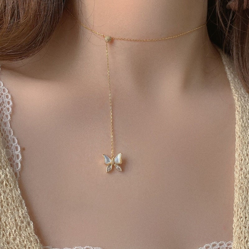 Clavicle chain Korea 14k gold bow clavicle chain personality fashion necklace net red ins simple cold wind - Image 5