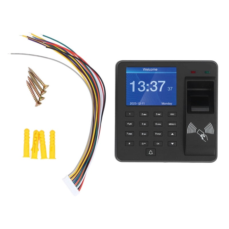 Fingerprint Time Clock - Standalone Attendance Machine With High Accurate Scratch Resistant Optical Sensor - Fingerprint Password ID Card for Office and School - Image 1