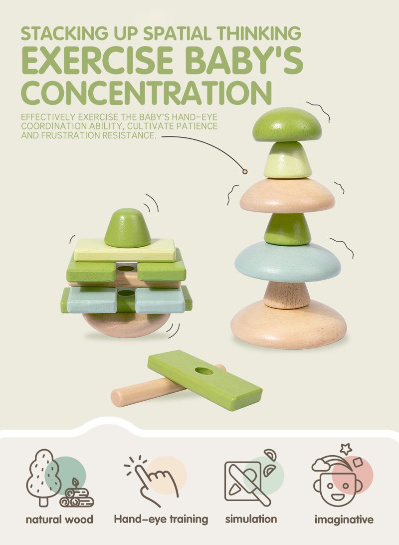 واسيانور 58 قطعة من كتل البناء الخشبية للأطفال من 8 أشهر فما فوق، لعبة تعليمية من سلسلة منتيسوري - لعبة تركيب حسية ورياضيات Vorschule، هدية البناء المبكرة للطفل، الأولاد والإناث - Image 4