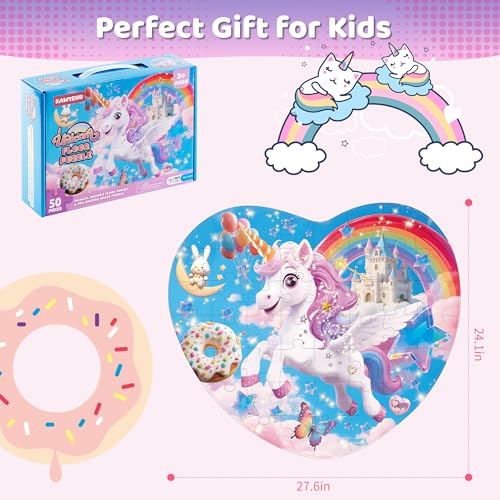 Kawyehu Floor Puzzles for Kids Ages 35 Unicorn Puzzles for Toddler Ages 46 50 Pieces Jumbo Puzzles with Box Unicorn Toys for Gifts 38 Years Old - Image 5