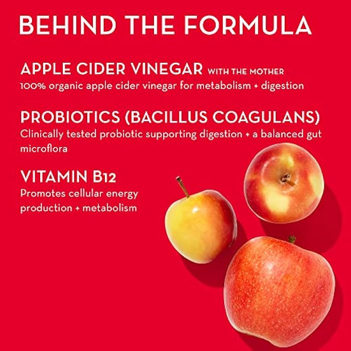 HUM Pro Apple Cider Vinegar Gummies with Probiotics for Digestive Health & Gut Health,100% Organic Apple Cider Vinegar with Mother Gummy Vitamins, Vitamin B12 for Energy Support, 60 ACV Gummies - Image 4