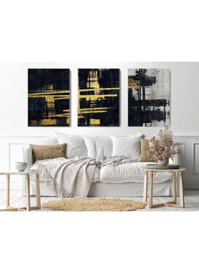 Home Gallery - Canvas Wall Art, Abstract Framed Portrait of A set of three abstract background of minimalism. With a geometric pattern of art - Image 1