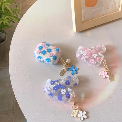 Olytop for Cute Airpods Pro 2nd/1st Generation Case Clear, Soft TPU Flower Air Pods Pro 2 Gen Cover Protective Skin Girl Women with Floral Keychain for iPod Pro 2/1 Gen 2023/2022/2019 - Pink - Image 5