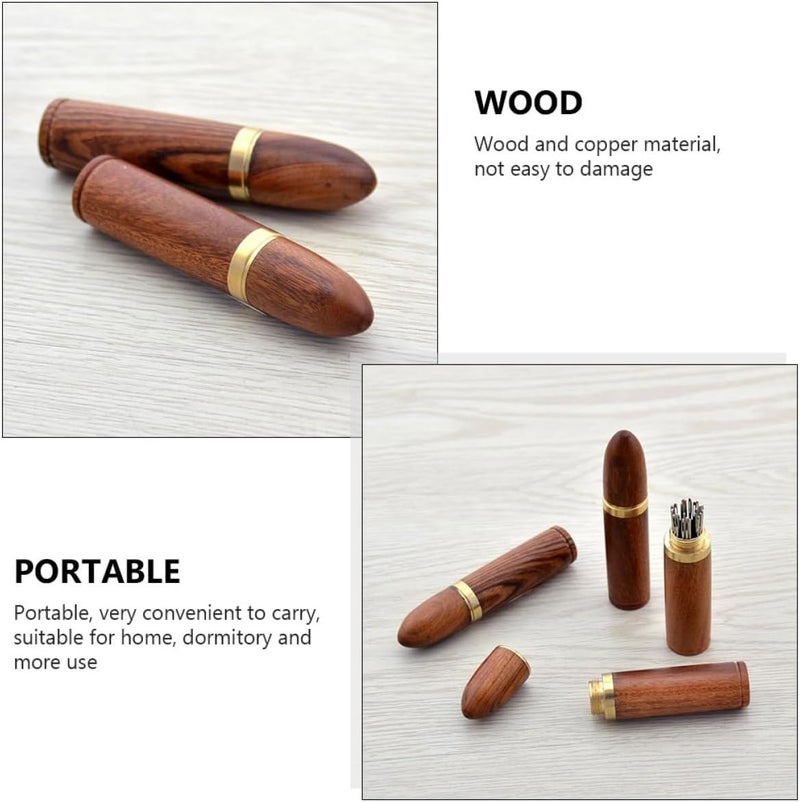 DRESSOOS 4pcs Portable Wooden Sewing Needle Box Storage Tube DIY Sewing Holder Kit for Travel and Craft Organization - Image 4