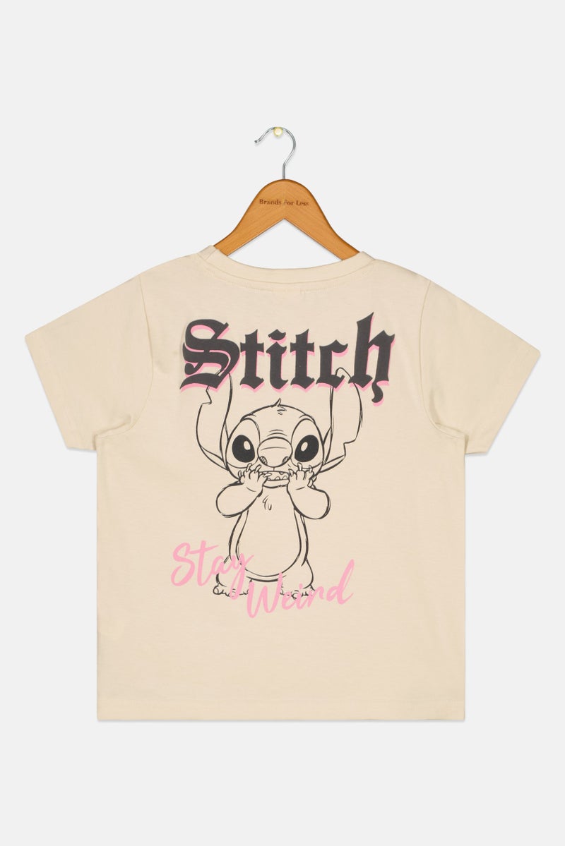 Disney Kids Girl Short Sleeve Graphic Top, Light Tan - Image 3