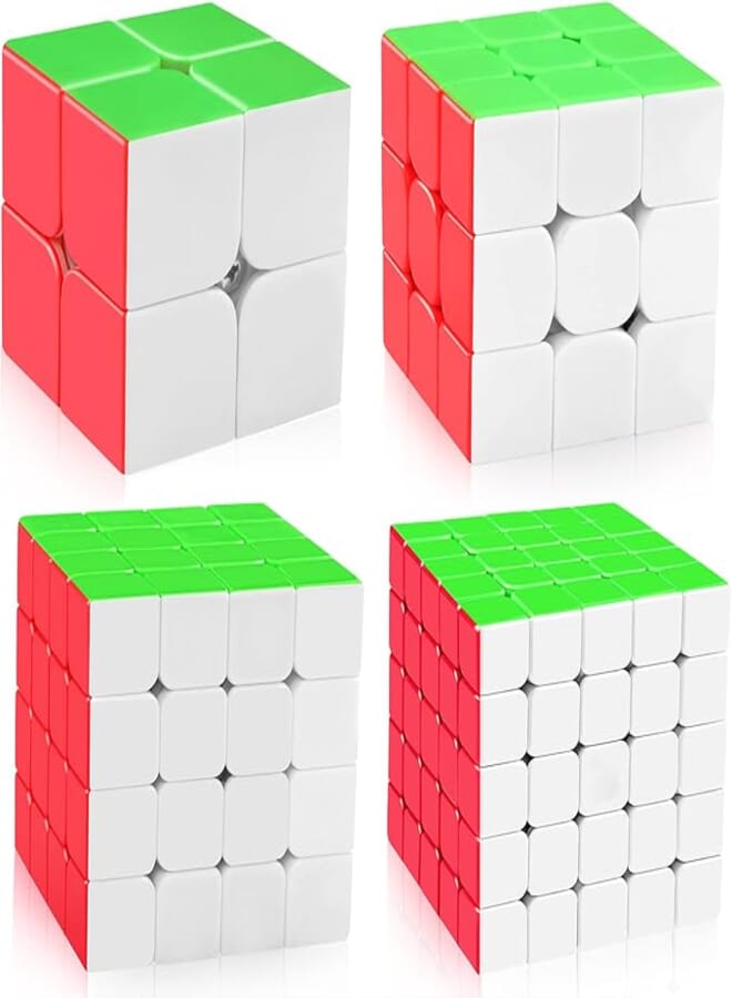 D-FantiX Speed Cube Set, Meilong MF2S 2x2 MF3S 3x3 MF4S 4x4 MF5S 5x5 Stickerless Speed Cubes Bundle with Gift Box