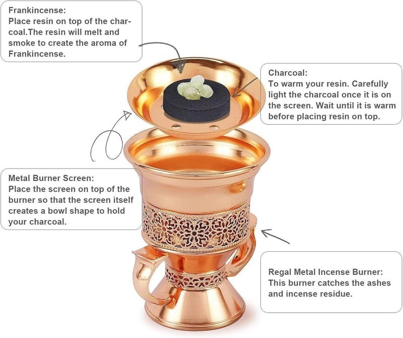 صقوير موقد بخور معدني فاخر، نحاسي - Image 5