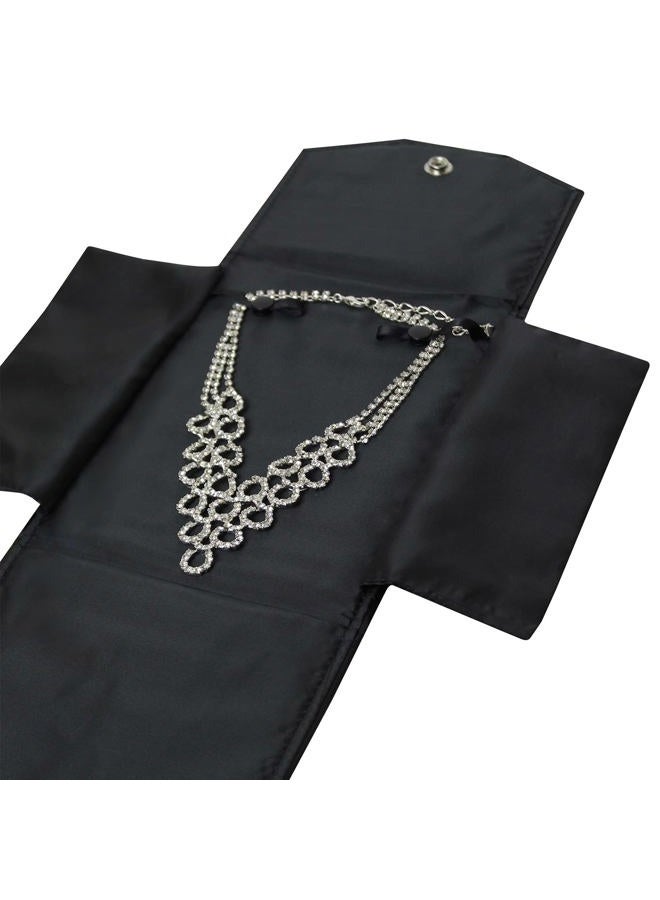 Mooca Black Leatherette Travel Jewelry Organizer Necklace Storage Carrying Case Jewelry Display Case Necklace Folder - Image 5