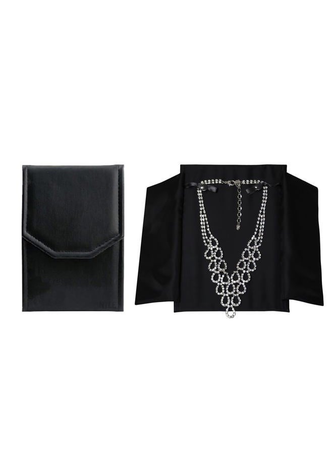 Mooca Black Leatherette Travel Jewelry Organizer Necklace Storage Carrying Case Jewelry Display Case Necklace Folder - Image 1