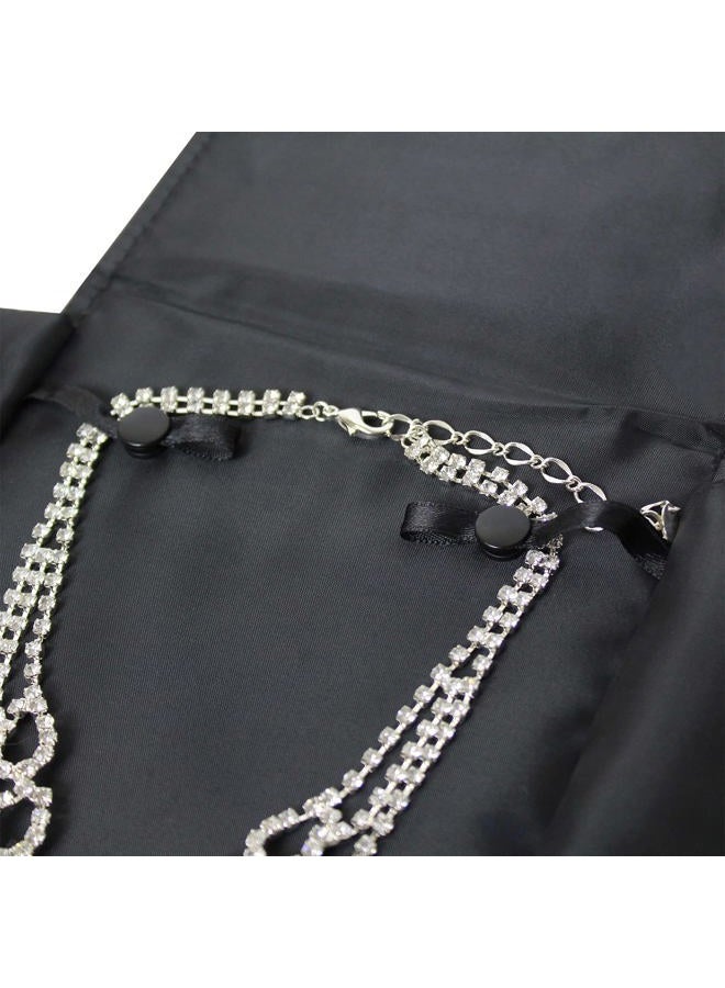 Mooca Black Leatherette Travel Jewelry Organizer Necklace Storage Carrying Case Jewelry Display Case Necklace Folder - Image 4