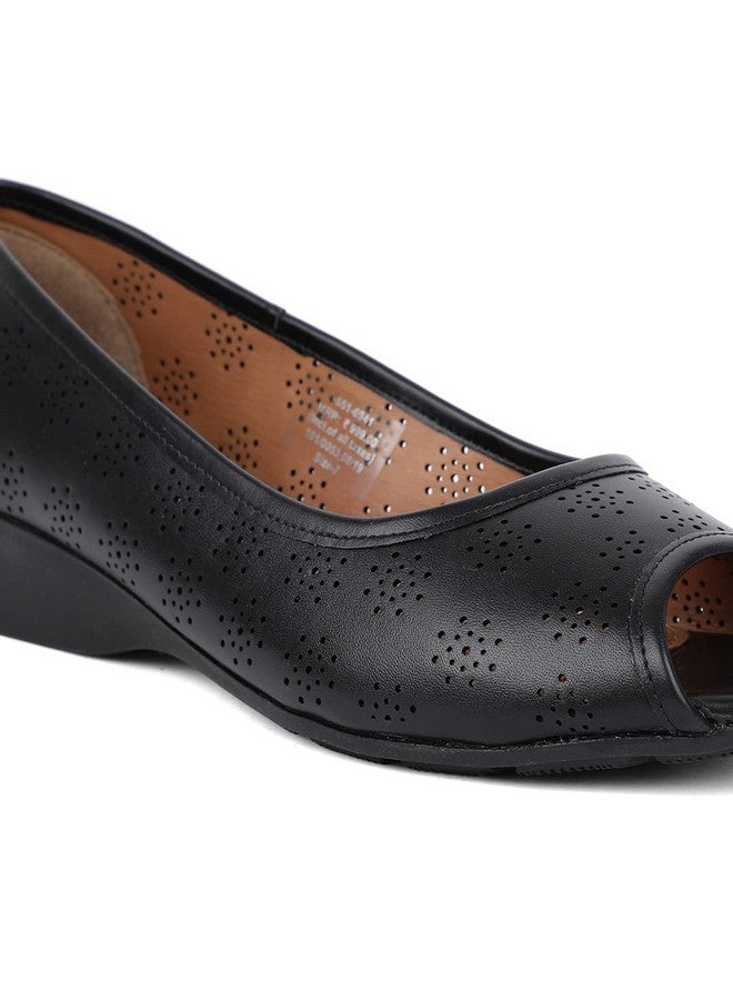 Bata Womens Sarina Peeptoe Ballerinas, (6516041), 4 Black - Image 5