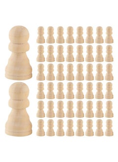 EXCEART EXCEART Wooden Chess Pieces Only, 50pcs Blank Wood Chess Pieces to Paint Unfinished Wooden Peg Dolls for Chess Board Arts Crafts  - Image 1