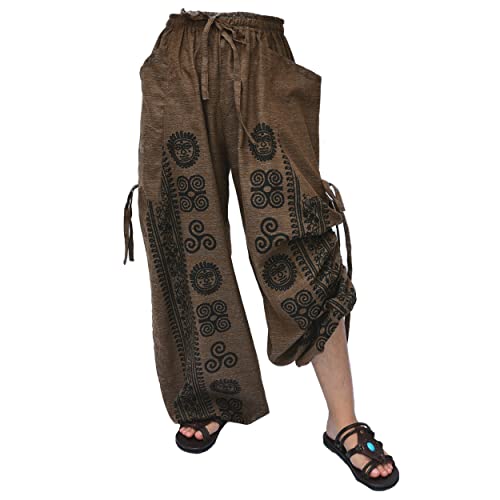 Siamrose Casual Yoga Harem Pants Men Women Baggy Lounge Trousers, 2 Pockets Adjustable Length Brown - Image 2