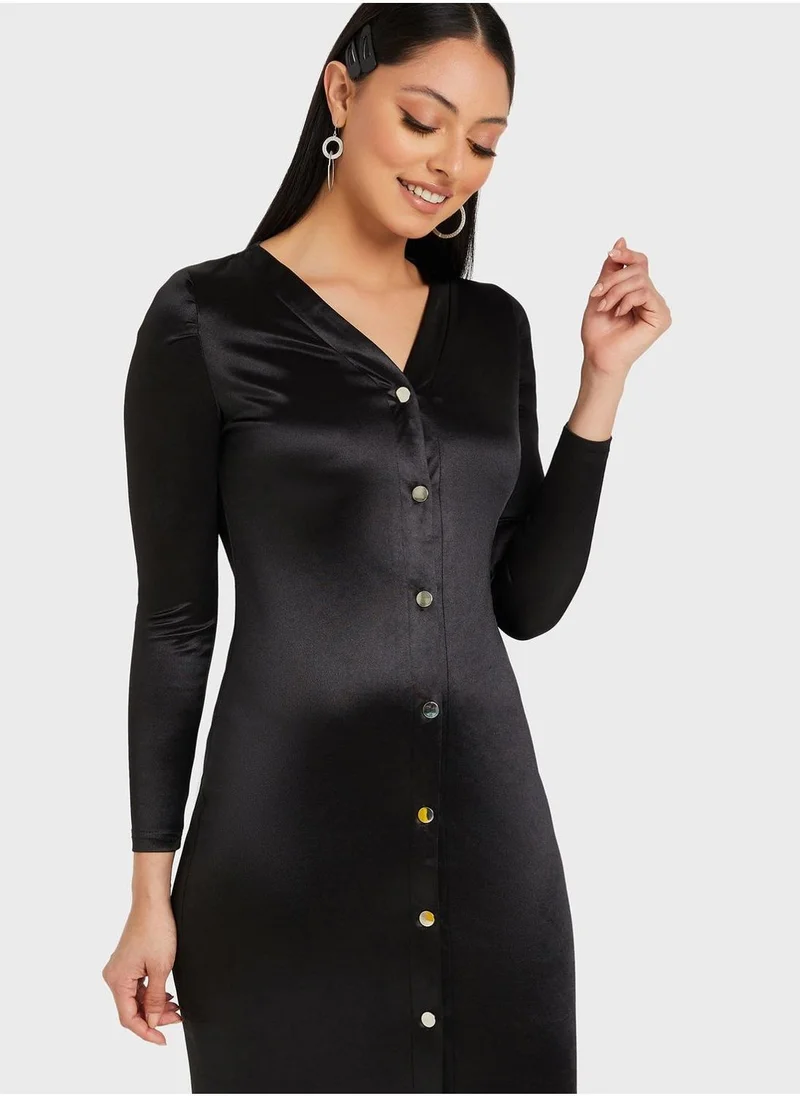 Styli Button Detail Dress
